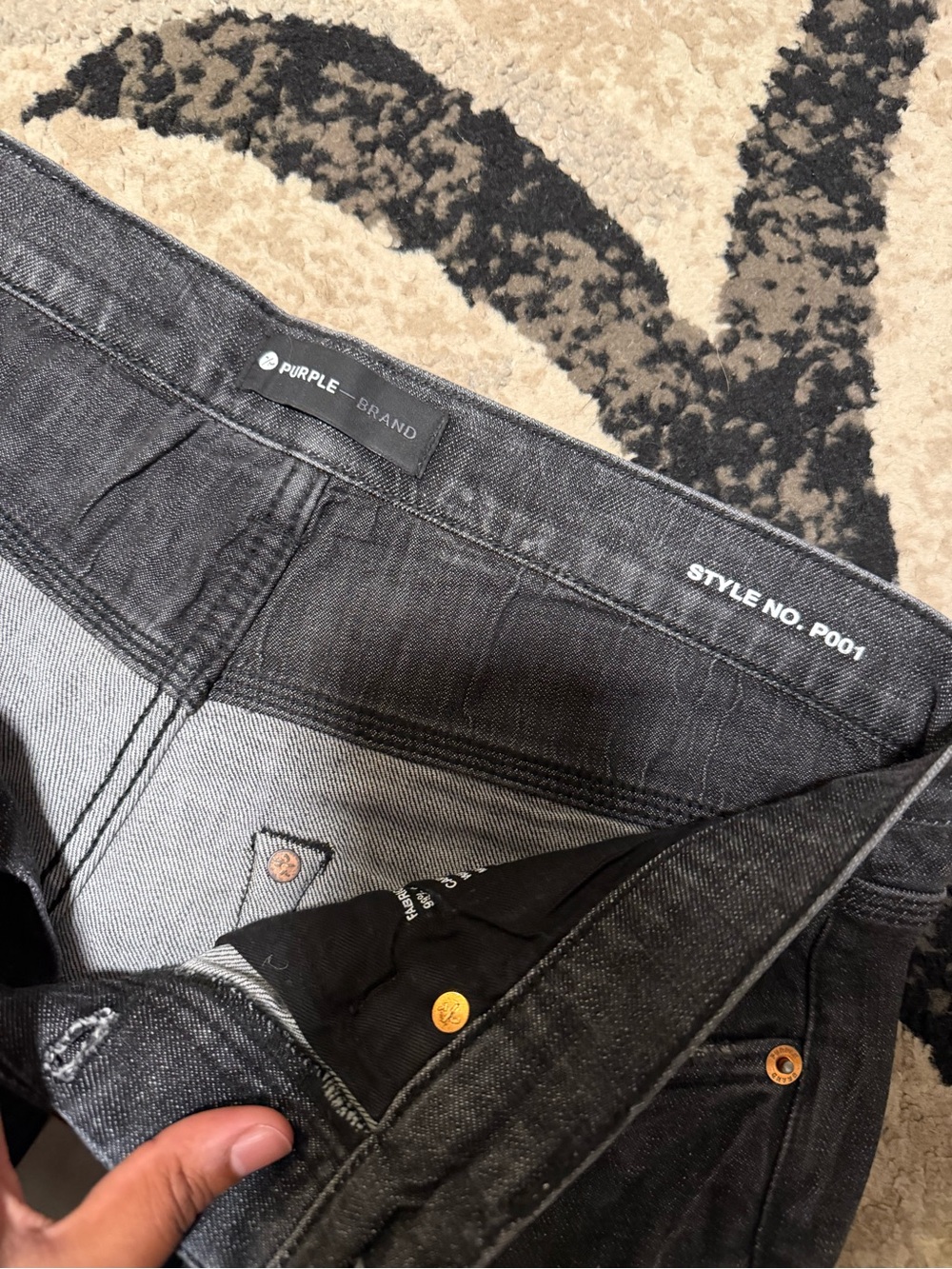 Purple Brand Men’s Black Skinny Jeans with Paint-Splatter - Picture 2 of 4